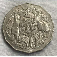 AUSTRALIA 1973 . FIFTY 50 CENTS COIN . COAT OF ARMS